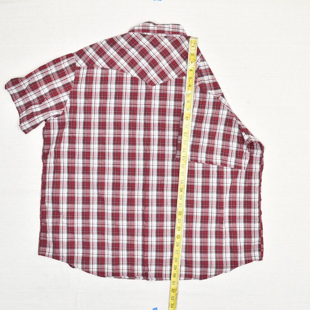 Wrangler Western Men's Shirt Plaid Cotton Blend Red Size 2XL Pearl Snap - Picture 6 of 8